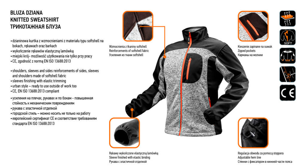 NEO TOOLS Munkavédelmi kabát, softshell betétekkel, M 81-555-M