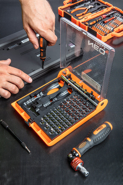 NEO TOOLS Csavarhúzó bitkészlet, hajtószárral 73db 06-115