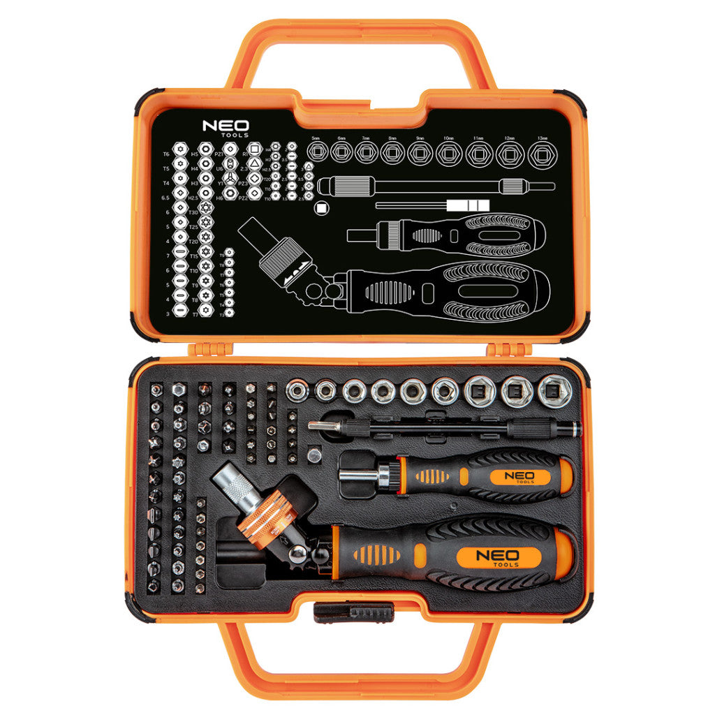 NEO TOOLS Csavarhúzó bitkészlet, hajtószárral 69db 06-116