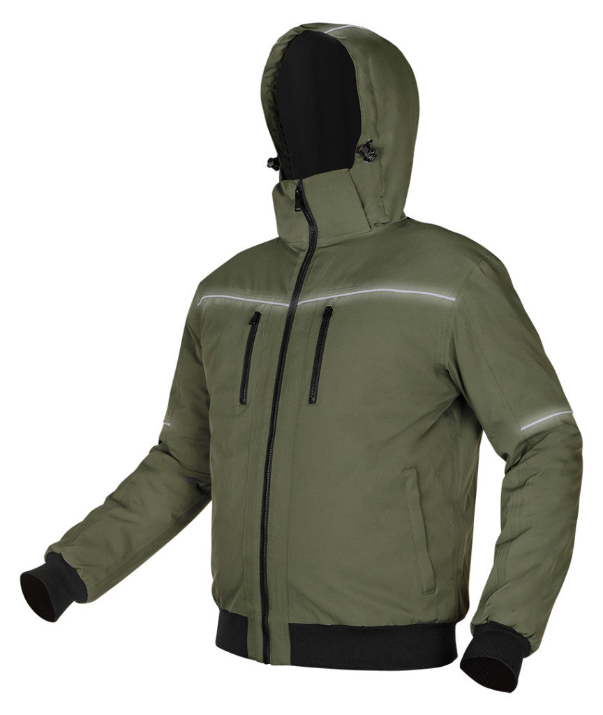 NEO TOOLS Téli munkavédelmi kabát, OUTDOOR, hőszigetelt, kapucnis, zöld, XL 81-579-XL