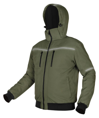 NEO TOOLS Téli munkavédelmi kabát, OUTDOOR, hőszigetelt, kapucnis, zöld, XXXL 81-579-XXXL