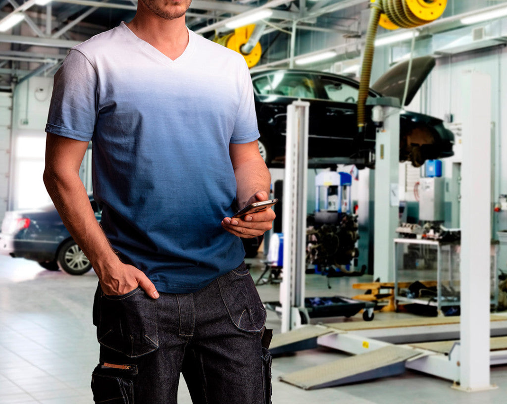 NEO TOOLS Munkavédelmi póló, kék árnyékmintás, DENIM, 100% pamut, 180g/m2, L 81-602-L