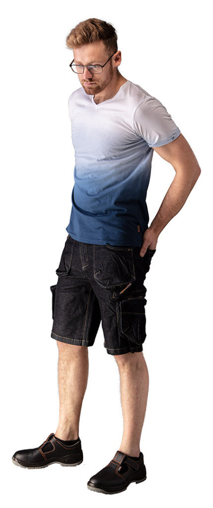 NEO TOOLS Munkavédelmi póló, kék árnyékmintás, DENIM, 100% pamut, 180g/m2, XL 81-602-XL