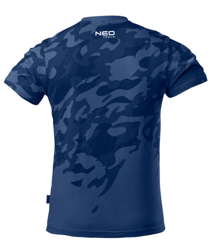 NEO TOOLS Munkavédelmi póló, CAMO Navy, tengerészkék, terepmintás, 100% pamut, M 81-603-M