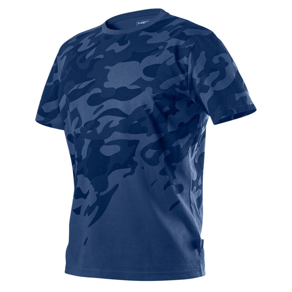 NEO TOOLS Munkavédelmi póló, CAMO Navy, tengerészkék, terepmintás, 100% pamut, XXL 81-603-XXL