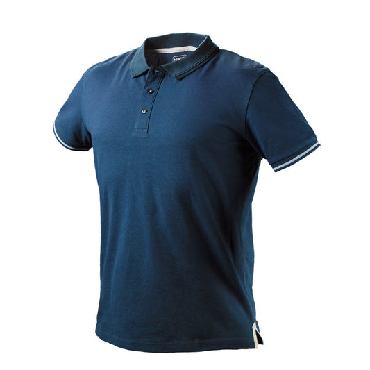 NEO TOOLS Munkavédelmi póló, galléros, kék, DENIM, 100% pamut, 200g/m2, L 81-606-L