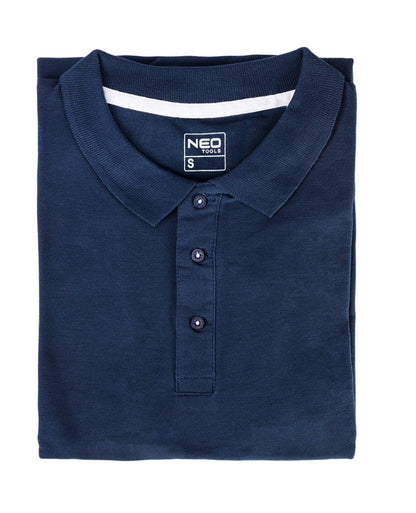 NEO TOOLS Munkavédelmi póló, galléros, kék, DENIM, 100% pamut, 200g/m2, L 81-606-L