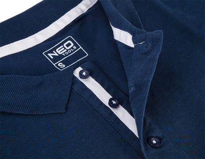 NEO TOOLS Munkavédelmi póló, galléros, kék, DENIM, 100% pamut, 200g/m2, XXL 81-606-XXL
