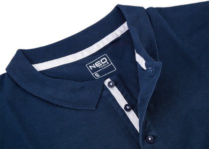 NEO TOOLS Munkavédelmi póló, galléros, kék, DENIM, 100% pamut, 200g/m2, XXL 81-606-XXL
