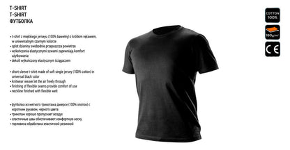 NEO TOOLS Munkavédelmi póló, fekete, 100% pamut, XL 81-610-XL