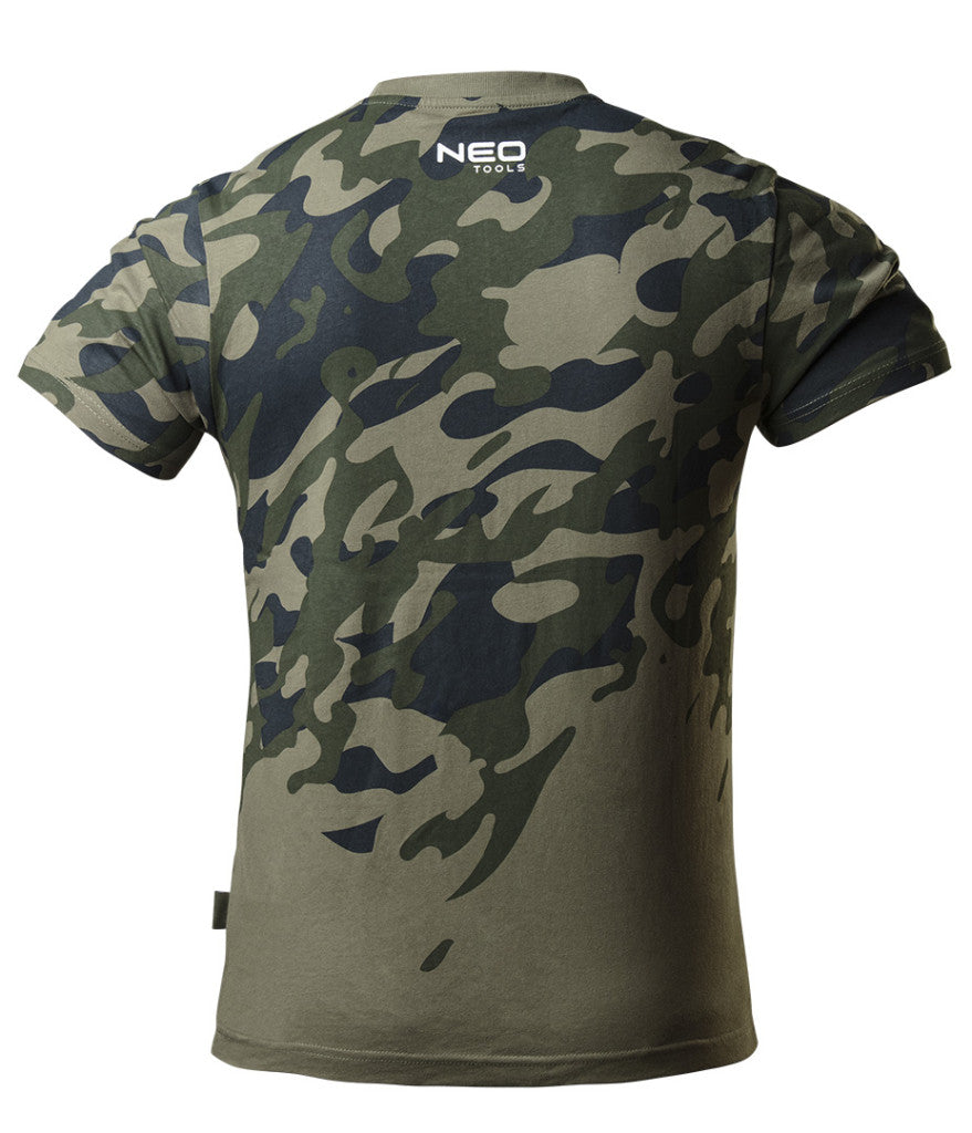 NEO TOOLS Munkavédelmi póló, CAMO, terepmintás, olíva, 100% pamut, 180g/m2, L 81-613-L