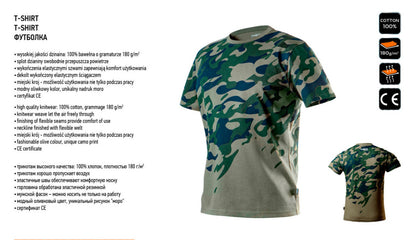 NEO TOOLS Munkavédelmi póló, CAMO, terepmintás, olíva, 100% pamut, 180g/m2, L 81-613-S