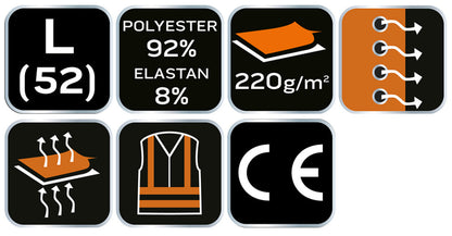 NEO TOOLS Munkavédelmi póló, Prémium, lélegző hálós panel, 92% Poliészter + 8% Spandex, 220 g/m2, L 81-614-L