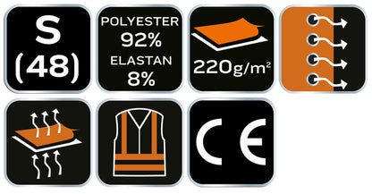 NEO TOOLS Munkavédelmi póló, Prémium, lélegző hálós panel, 92% Poliészter + 8% Spandex, 220 g/m2, S 81-614-S