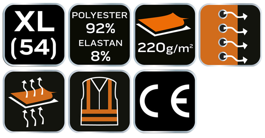 NEO TOOLS Munkavédelmi póló, Prémium, lélegző hálós panel, 92% Poliészter + 8% Spandex, 220 g/m2, XL 81-614-XL