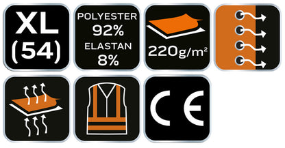 NEO TOOLS Munkavédelmi póló, Prémium, lélegző hálós panel, 92% Poliészter + 8% Spandex, 220 g/m2, XL 81-614-XL