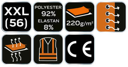 NEO TOOLS Munkavédelmi póló, Prémium, lélegző hálós panel, 92% Poliészter + 8% Spandex, 220 g/m2, XXL 81-614-XXL