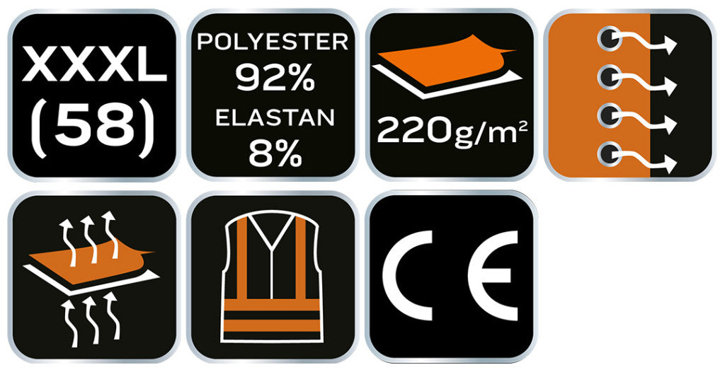 NEO TOOLS Munkavédelmi póló, Prémium, lélegző hálós panel, 92% Poliészter + 8% Spandex, 220 g/m2, XXXL 81-614-XXXL