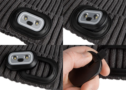 NEO TOOLS Kötött munkasapka, beépített RGB-led lámpával 81-627