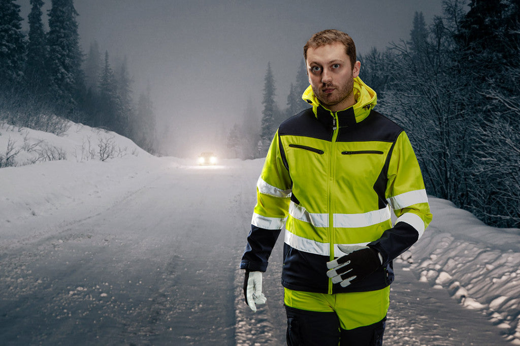 NEO TOOLS Láthatósági Softshell Munkavédelmi kabát, kapucnival, sárga, M 81-700-M