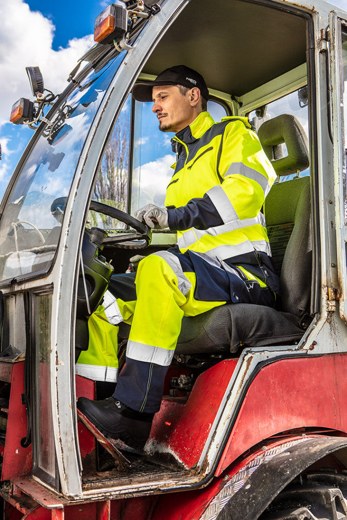 NEO TOOLS Láthatósági Softshell Munkavédelmi kabát, kapucnival, sárga, M 81-700-M