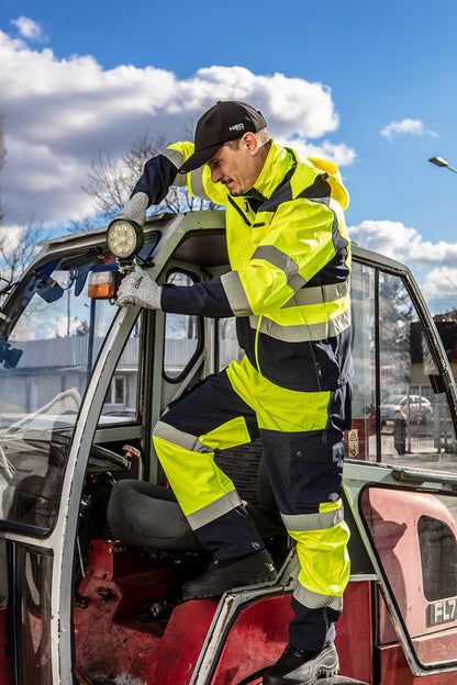 NEO TOOLS Láthatósági Softshell Munkavédelmi kabát, kapucnival, sárga, S 81-700-S