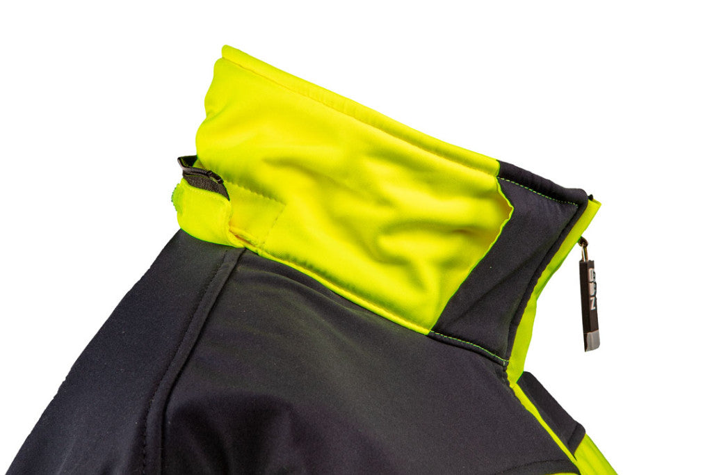 NEO TOOLS Láthatósági Softshell Munkavédelmi kabát, kapucnival, sárga, XXXL 81-700-XXXL