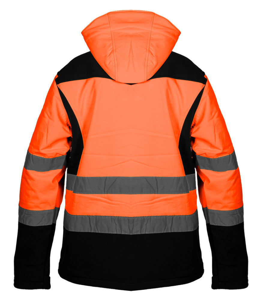 NEO TOOLS Láthatósági Softshell Munkavédelmi kabát, kapucnival, narancssárga, M 81-701-M