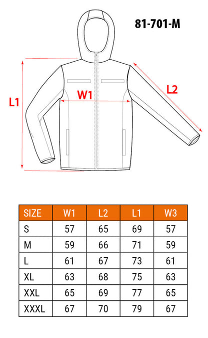 NEO TOOLS Láthatósági Softshell Munkavédelmi kabát, kapucnival, narancssárga, M 81-701-M