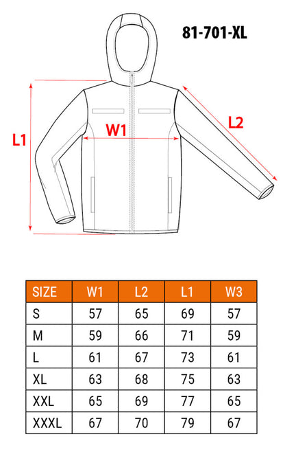 NEO TOOLS Láthatósági Softshell Munkavédelmi kabát, kapucnival, narancssárga, XL 81-701-XL