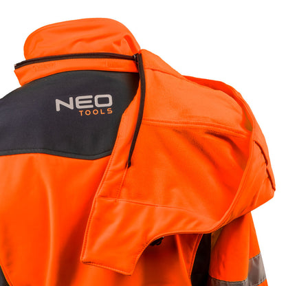 NEO TOOLS Láthatósági Softshell Munkavédelmi kabát, kapucnival, narancssárga, XXXL 81-701-XXXL