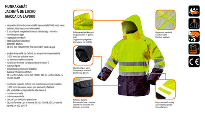 NEO TOOLS Láthatósági Munkavédelmi kabát, vízálló, sárga, XXL 81-720-XXL