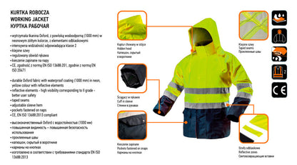 NEO TOOLS Láthatósági Munkavédelmi kabát, vízálló, sárga, XXXL 81-720-XXXL