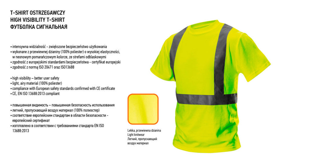 NEO TOOLS Láthatósági Munkavédelmi póló, sárga, M 81-732-M
