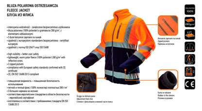 NEO TOOLS Láthatósági Polár Munkavédelmi kabát, narancssárga, XL 81-741-XL