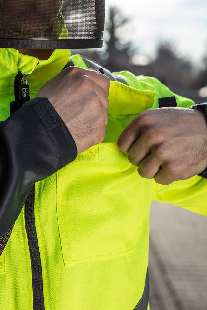 NEO TOOLS Láthatósági Munkavédelmi kabát, VISIBILITY, citromsárga, 60% pamut, 40% polyester, 260 gsm, XXXL 81-742-XXXL