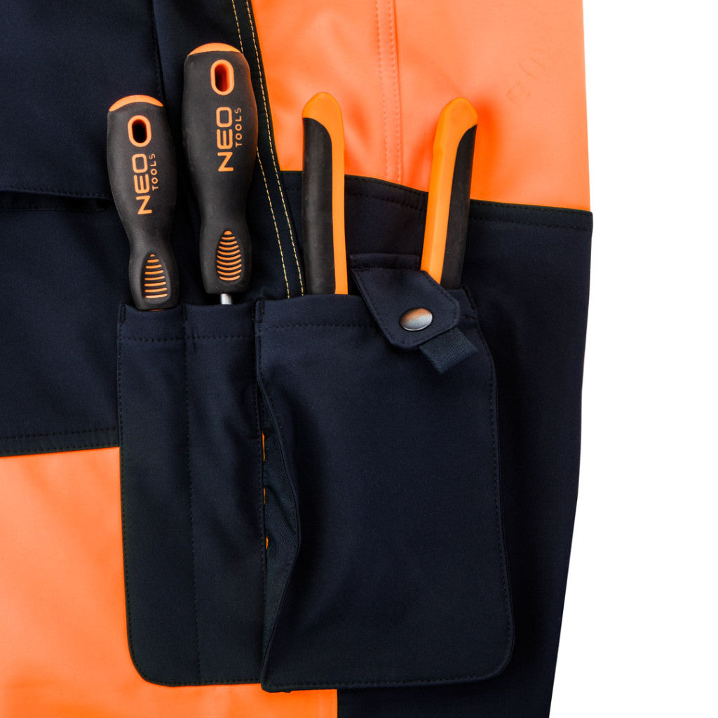 NEO TOOLS Láthatósági munkanadrág, softshell, narancssárga, XXL 81-751-XXL