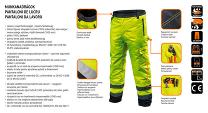 NEO TOOLS Láthatósági Softshell Munkásnadrág, citromsárga, M 81-760-M