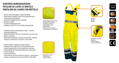 NEO TOOLS Láthatósági kantáros munkanadrág, sárga, M 81-775-M