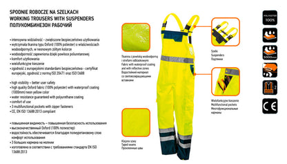 NEO TOOLS Láthatósági kantáros munkanadrág, sárga, S 81-775-S