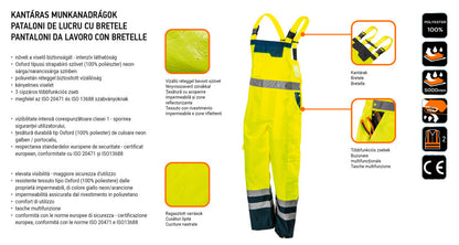 NEO TOOLS Láthatósági kantáros munkanadrág, sárga, S 81-775-S