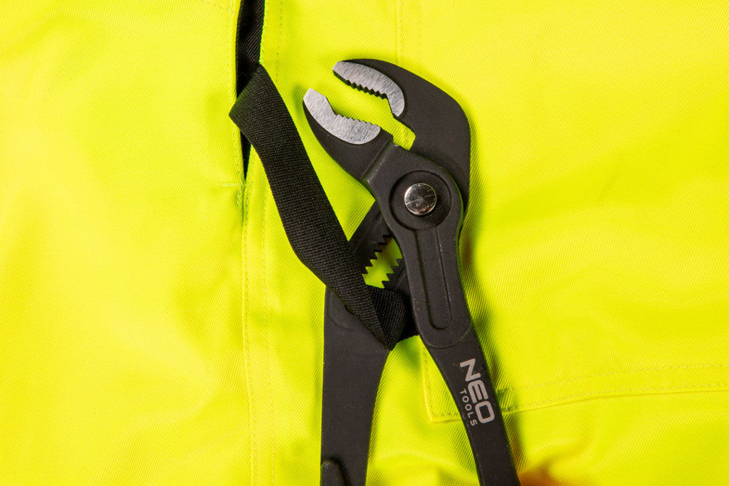 NEO TOOLS Láthatósági kantáros munkanadrág, lélegző, 240gsm, Polyester+pamut, sárga, S 81-777-S