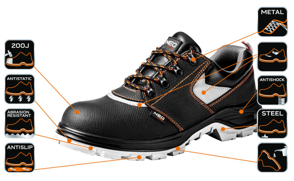 NEO TOOLS Munkavédelmi cipő, bőr, 40, CE, S1P SRA 82-011