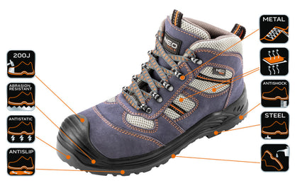 NEO TOOLS Munkavédelmi bakancs, velúrbőr, CE, 42, S1P SRA 82-043