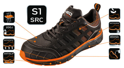 NEO TOOLS Munkavédelmi cipő S1, acélbetéttel, 43 82-094