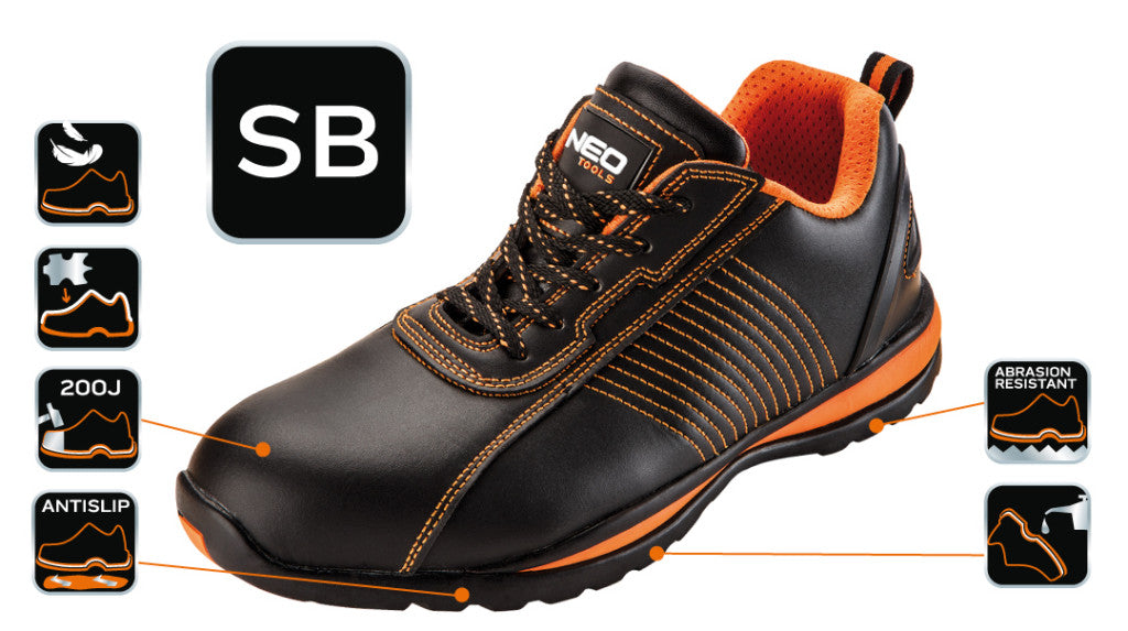 NEO TOOLS Munkavédelmi cipő SB, bőr, acélbetéttel, 42 82-103
