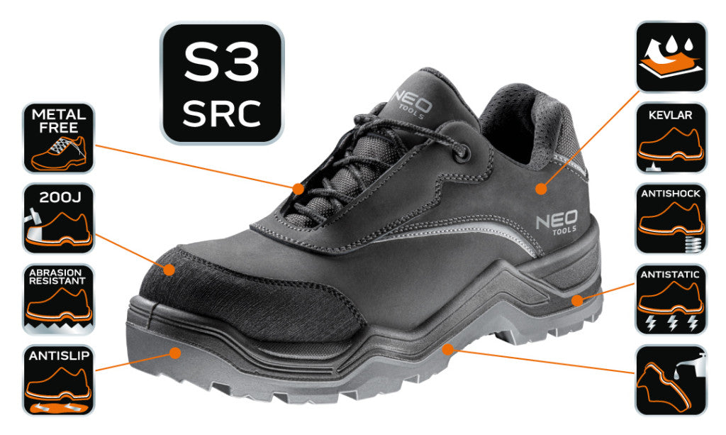 NEO TOOLS Munkacipő S3 SRC, Nubuk bőr, 40, CE 82-150-40