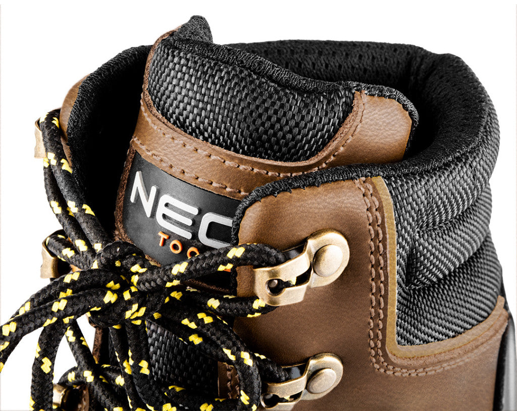 NEO TOOLS Munkavédelmi bakancs S3 SRC, hasított bőr, 46-os 82-170-46