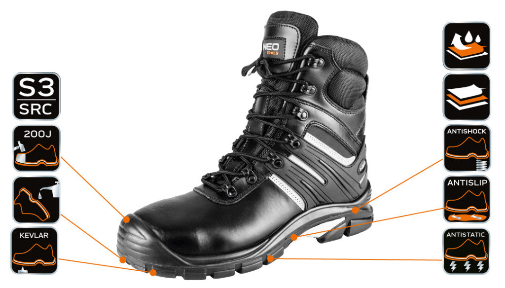 NEO TOOLS Munkavédelmi bakancs, S3 SRC, 43 82-175-43