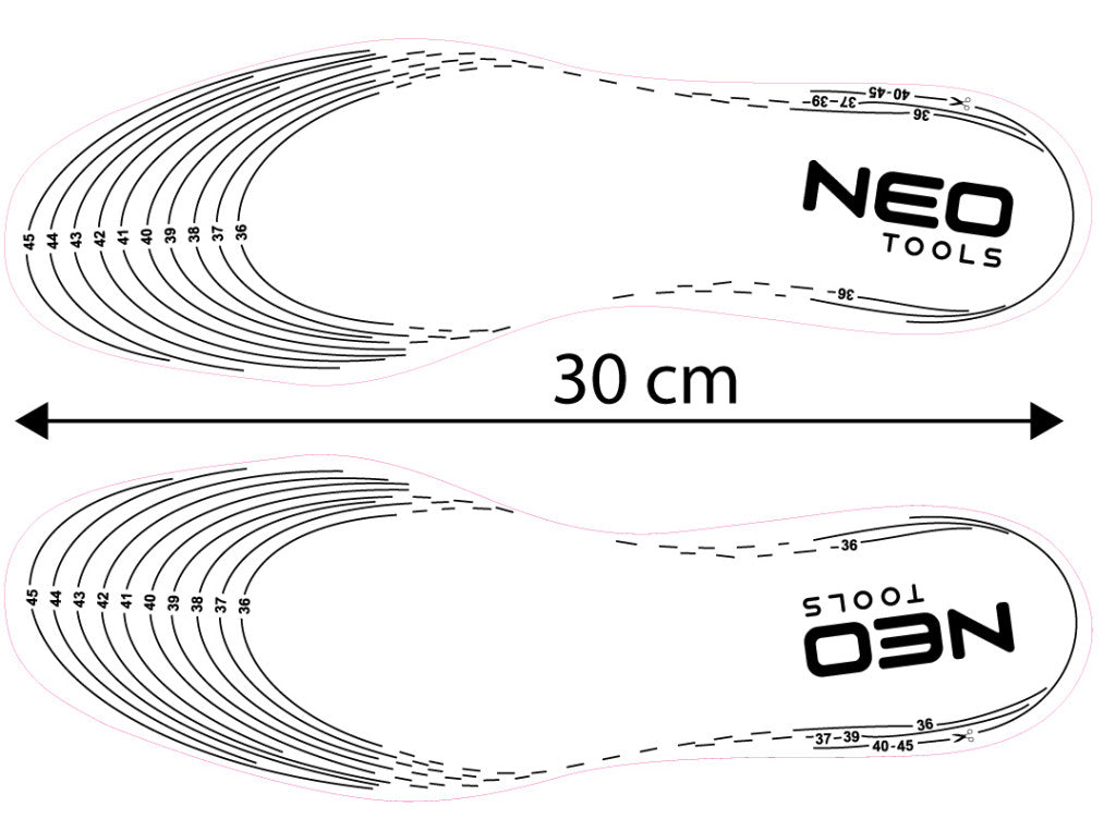 NEO TOOLS Talpbetét, antibakteriális, aktív szénnel, univerzális méret, 36-45 82-331